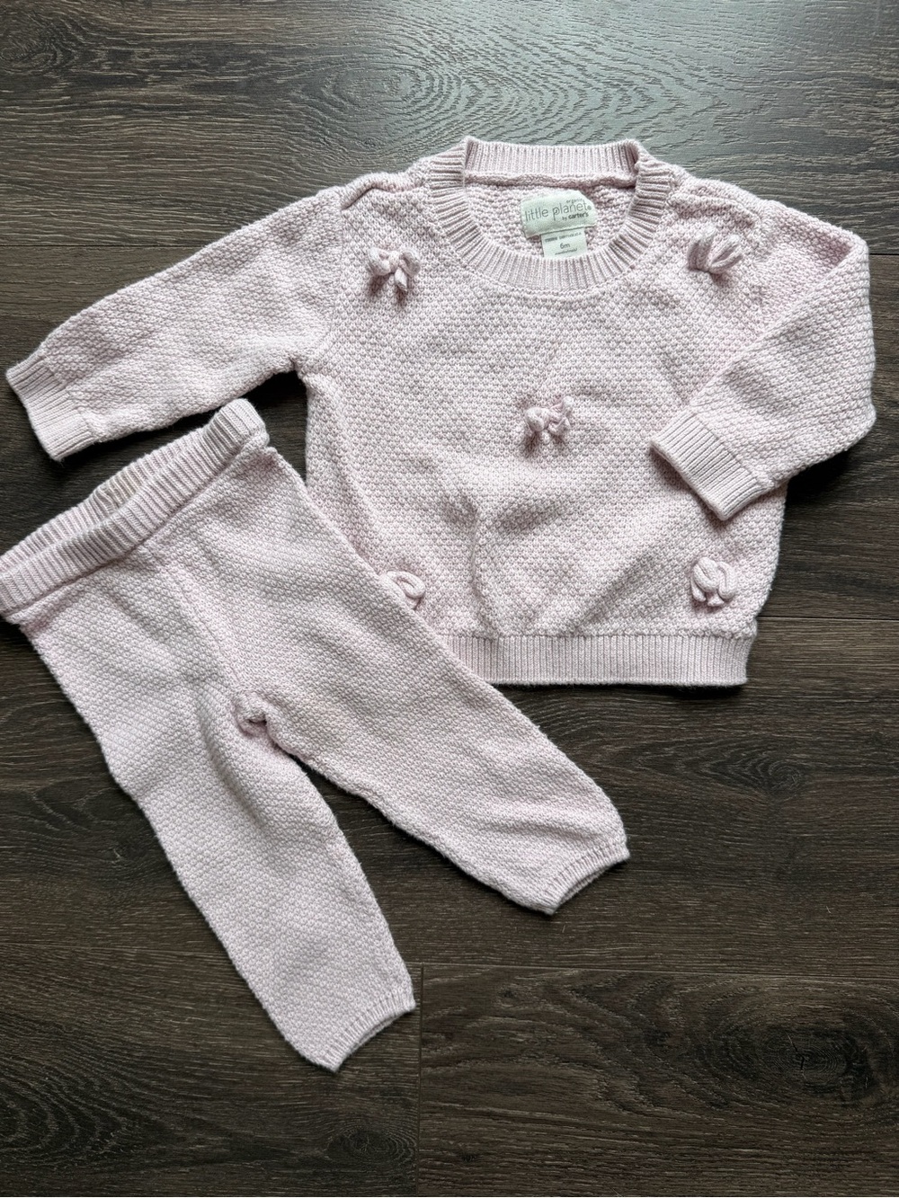 Carters Baby Girl 2-Piece Organic Cotton Bow Knit Sweater & Pant Set